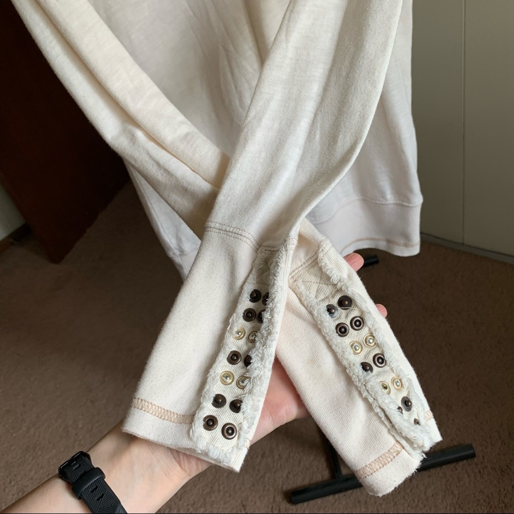 Free People Patchwork Button Cuff Thermal Top - image 3